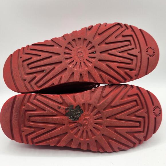UGG Womens Boots Neumel Chukka Red Suede Shearling Fur Lined Lace Up Ankle Sz 10 - Picture 10 of 15